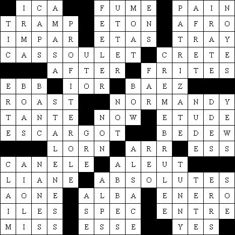 French Crossword Puzzles on Answers To The French Cuisine Crossword Puzzle
