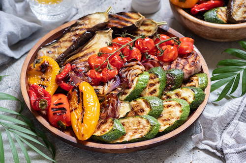 Grilled vegetables platter on a summer barbecue